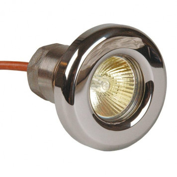 Прож. галог. 50 Вт, 12В AC, круг 85 мм, накл. с контрагайкой 1 1/2", NiSn, 2 м 2x1,5 мм2, BZ